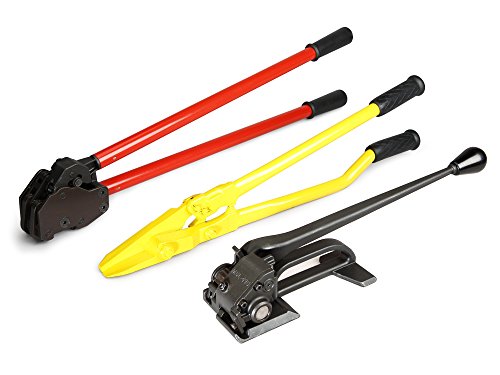 IDL Packaging PRO Strapping Tool Set for 3/4" to 1 1/4" Steel Strapping – Heavy-Duty Tensioner, Sealer, Cutter for Metal Banding – Packaging Strapping Tool Kit to Secure Heavy Packages - size: 1 1/4-inches