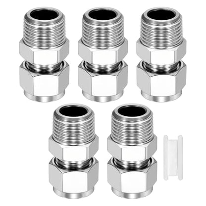 5 Pack 1/2" OD Compression x 1/2" NPT Male Union Coupling Connector - size: 1/2" OD Compression x 1/2" NPT Male
