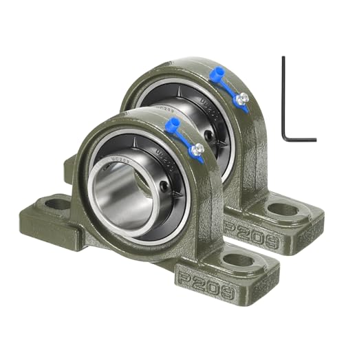 uxcell 2 Pcs UCP209 Pillow Block Bearings 45mm Bore Self Alignment, Solid Cast Iron Base Mounted Chrome Steel Bearings - size: UCP209