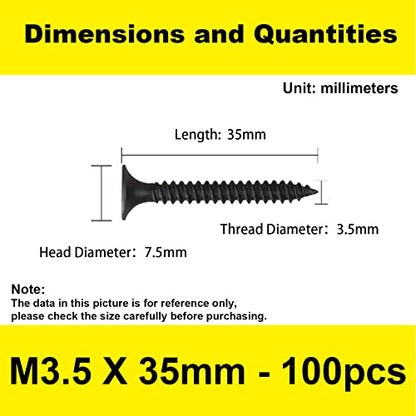 #6 x 1-3/8" Flat Head Self-Tapping Wood Screws for Shelving (100PCS) - size: #6 x 1-3/8'' (100Pcs)