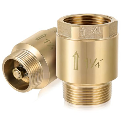 Zonon 2 Pcs 1-1/4 Inch Check Valve, One Way Spring Brass Check Valve - size: 1-1/4 Inch