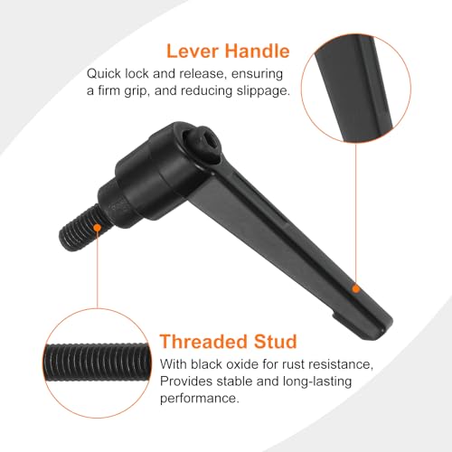 uxcell M6 x 12mm Adjustable Knobs Handle Male Thread Push Button Black - size: M6 x 12mm