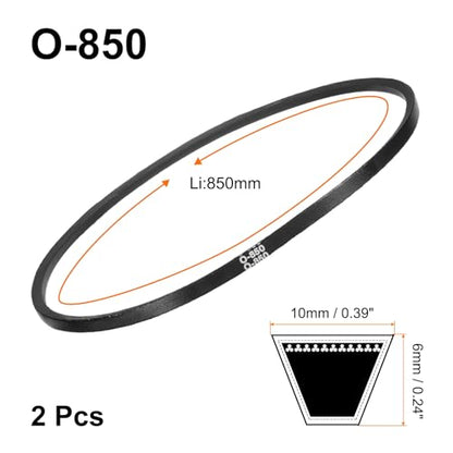 uxcell 2Pcs O-850 O Type V-Belt 850mm/33.5" Inner Length x 0.39" Width x 0.24" Height, O-Type Closed-Loop Rubber Transmission Belt - size: O-850