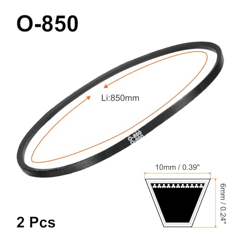 uxcell 2Pcs O-850 O Type V-Belt 850mm/33.5" Inner Length x 0.39" Width x 0.24" Height, O-Type Closed-Loop Rubber Transmission Belt - size: O-850