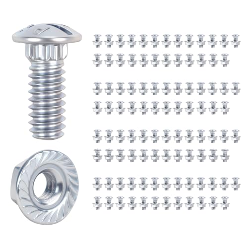 Garage Door Track Bolts & Flange Nuts, 1/4" x 5/8", Grade 8.8 Heat Treated Steel, Zinc Plated Flat Head Carriage Bolt for Vertical/Curved Rails & Extension Ladders (100 PCS) - color: Silvery, size: Track Bolts 100 pcs