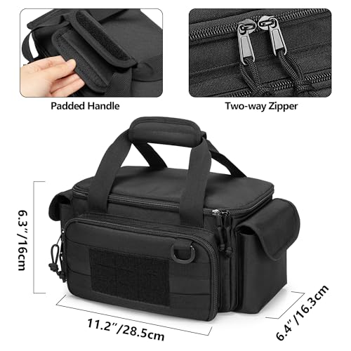 Rexmica Small Tool Bag Tool Storage Organizer Tactical Range Bag, Black - color: Black