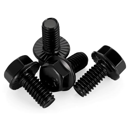 1/4-20 x 1/2" Flange Hex Head Bolts, Stainless Steel 304 Black Finish, Fully Threaded, 25 PCS - color: Black, size: 1/4-20 x 1/2"