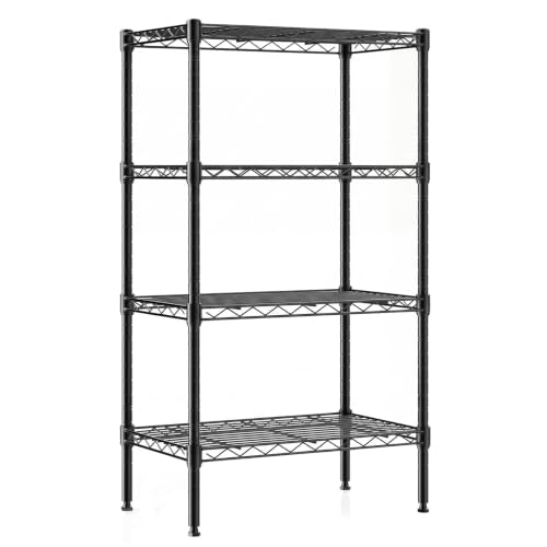 DUMOS 4-Tier Metal Storage Shelves, Wire Shelving, Storage Rack, 23.3" W - color: 4 Tier-47"h, size: Type 1 without wheels