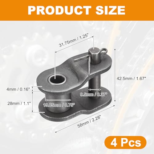 PATIKIL 4Pcs Roller Chain Offset Link Half Links 1-1/4" Pitch for 20A Chain - size: 20A 1-1/4"