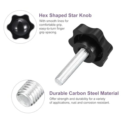uxcell 4Pcs M8 x 35mm Star Knobs Plastic Hex Shaped Clamping Knob - size: M8 x 35mm