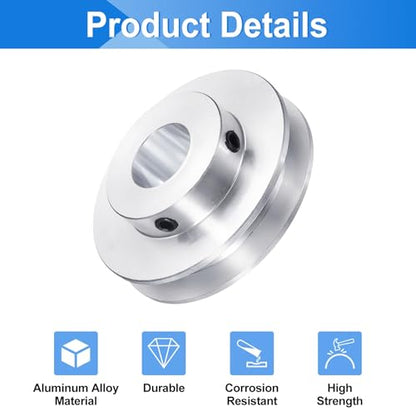 uxcell 1Pcs Single Groove Pulley, 15mm Fixed Bore 50mm Outer Diameter Aluminum Alloy Mechanical Belt Pulley with Hex Wrench for 6mm PU Round Belt - size: 15mm Bore, 50mm OD