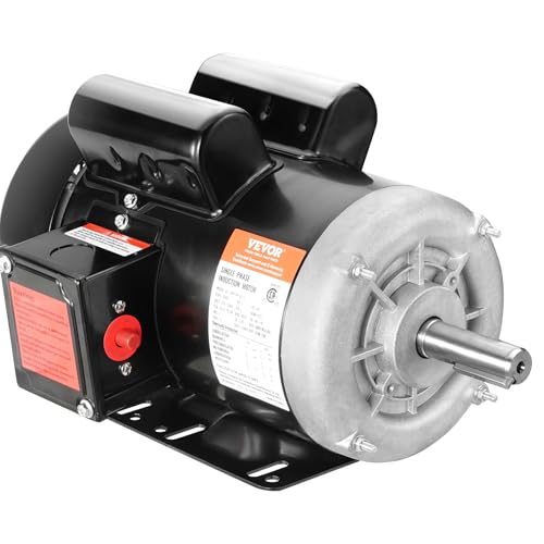 VEVOR 2HP Electric Motor 1725 RPM, AC 115V/230V, 143/5T Frame, Air Compressor Motor Single Phase, 7/8" Keyed Shaft, CW/CCW Rotation for Agricultural Machinery and General Equipment - size: 143/5T Frame