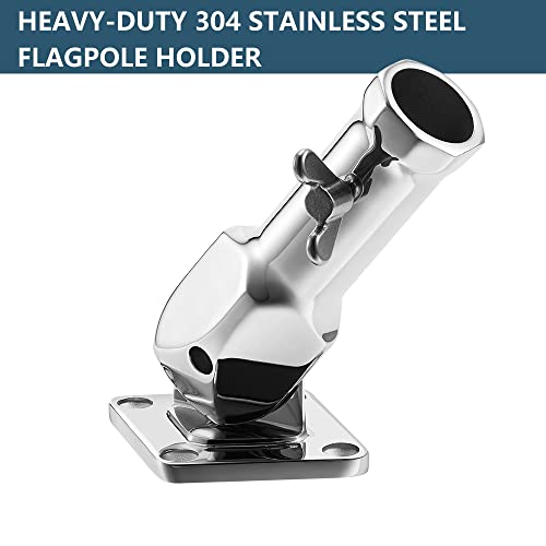 ZOMCHAIN Flag Pole Holder, Flag Pole Bracket 304 Stainless Steel, 180 Degree Flag Pole Mounting Bracket, Heavy Duty for 1inch Flag Pole