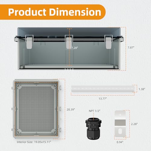 Joinfworld Outdoor Cable Enclosure 19.7x15.7x7.9 Waterproof Junction Box - size: 19.7"x15.7"x7.9" Clear