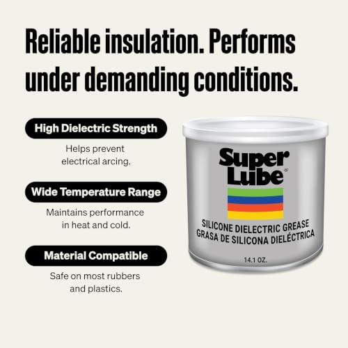 Super Lube Silicone Dielectric & Vacuum Grease Non-Curing Compound (Translucent White, 14.1oz/400g Canister) | NSF Certified Food Grade & Clean | Resistant to Thermal Degredation - size: 14.1 oz Canister