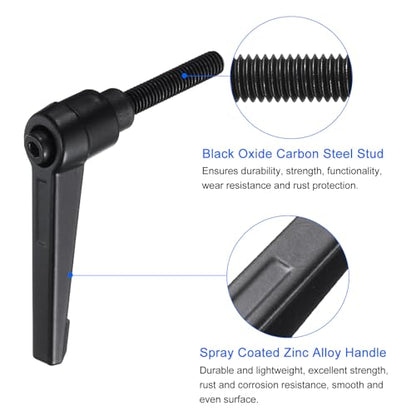 uxcell 4pcs Clamping Lever Handles, M6 x 30mm Black Oxide Carbon Steel Threaded Male Stud, Adjustable Handles Locking Quick Release Ratchet Push Button Bolt Knobs, Black - size: M6 x 30mm