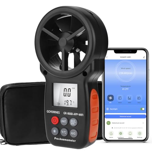 Wireless Handheld Anemometer, Digital Wind Speed Meter with APP - size: Small
