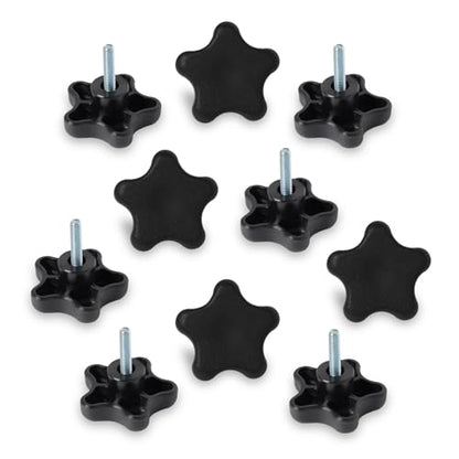 POWERTEC 10 Pack 1/4"-20 5 Star Knobs with 1" Threaded Stud, Thumb Screw Knobs with bolts for Lawn Mower, Umbrella Base, Woodworking Tools & Jigs, Clamps (QNB3006-P2) - style: 1/4", 5-Star, 1" Stud