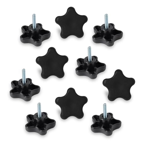 POWERTEC 10 Pack 1/4"-20 5 Star Knobs with 1" Threaded Stud, Thumb Screw Knobs with bolts for Lawn Mower, Umbrella Base, Woodworking Tools & Jigs, Clamps (QNB3006-P2) - style: 1/4", 5-Star, 1" Stud