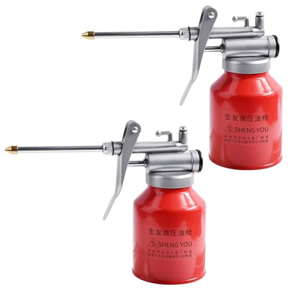 2 Pcs Pump Oiler Can, 250ml, Aluminum, Red - size: 2PCS 250ml/8 oz