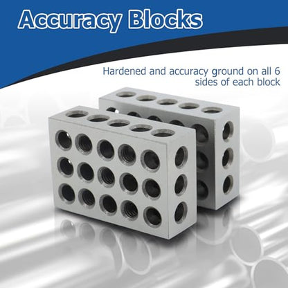 WFLNHB 1 Matched Pair Accuracy 1 x 2 x 3 Inch Blocks 23 Holes 0.0002" Machinist 1-2-3 Set - size: 1" x 2" x 3", style: 23 Holes