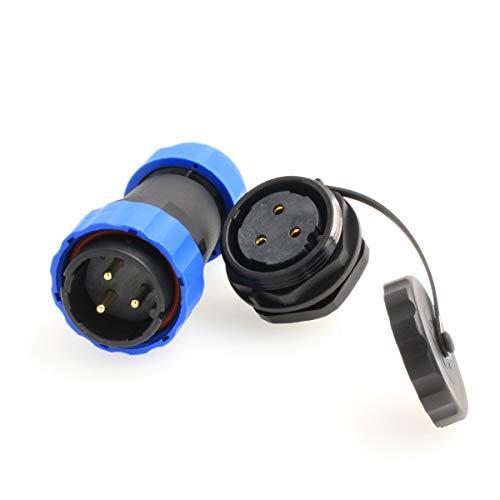 HE29 3pin Chassis Panel Mount Waterproof Circular Aviation Connector IP68 Industrial Threaded Plastic Connector Male Plug Female Socket (3 pin) - size: 3 pin