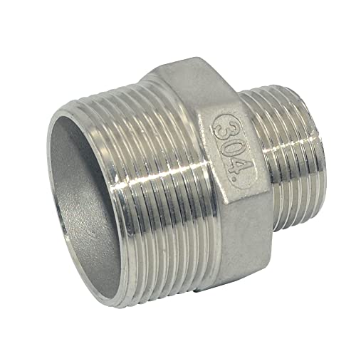 1-1/2" x 1" Male Threaded Reducing Nipple Fitting/Adapter,Stainless Steel SS304 NPT Pipe Hex Reducer - size: 1-1/2" x 1"
