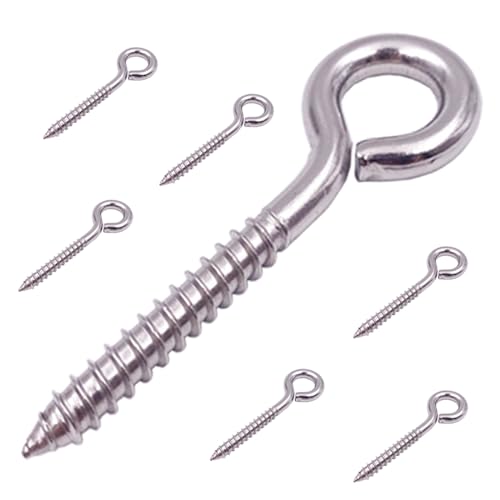 6-Pack 304 Stainless Steel Screw Eyes 3.2", Heavy Duty Screw in Eye Hooks Ring for Yoga, Swing Chair, Indoor & Outdoor, Self Tapping - size: 6 Pack