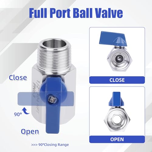 YADIAN 5 Pack 1/4'' Mini Ball Valve 304 Stainless Steel Shut-Off Valve - size: 1/4''