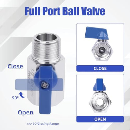 YADIAN 5 Pack 1/4'' Mini Ball Valve 304 Stainless Steel Shut-Off Valve - size: 1/4''