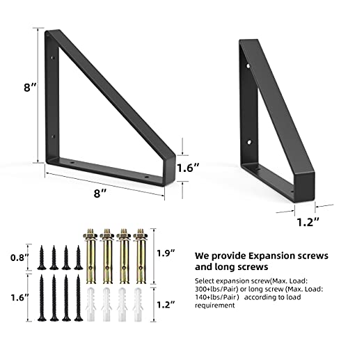 4PCS Heavy Duty Shelf Brackets,8" Metal Wall Steel Triangle Bracket - size: 4 PCS