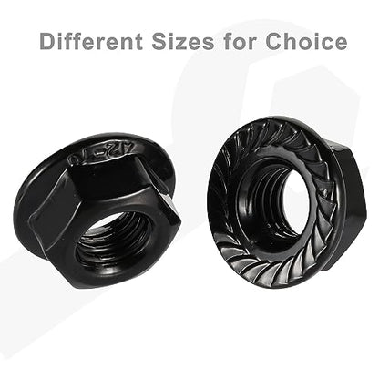 1/2-13 Serrated Flange Hex Lock Nuts Flanged Locknuts, 304 Stainless Steel 18-8 Black Finish, 10 PCS - size: 1/2-13