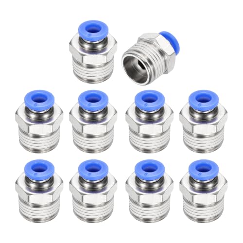 10Pcs Pneumatic Push to Connect Fitting Fit 6mm OD Tube 3/8"MNPT - color: Blue, size: 6mm OD x 3/8" NPT