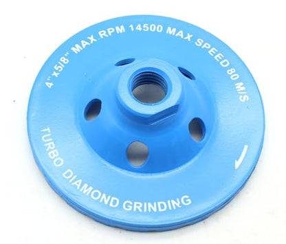 TMAX 4" Diamond Turbo Segment Grinding Cup Wheel 5/8" Arbor on Marble Tile - size: 4 inches