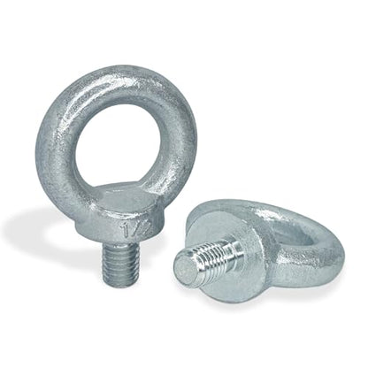 2 PCS 1/2-13 Lifting Shoulder Eye Bolts, Carbon Steel Galvanised Heavy Duty Shoulder Lifting Ring Threaded Eyebolts - size: 1/2-13
