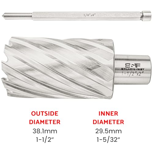 S&F STEAD & FAST Annular Cutter with Pilot Pin, 1-1/2" x 2", Mag Drill Bit - size: 1-1/2" x 2"