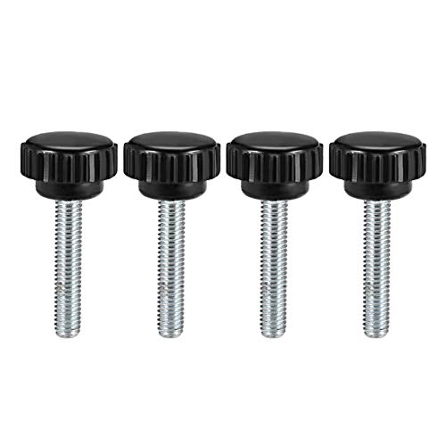 uxcell 4pcs Knurled Clamping Knobs M6 x 35mm Metric Zinc Plated Carbon Steel Male Thread Thumb Screw on Type 21mm Plastic Round Head Threaded Hand Bolt Stud Knobs Black - size: M6 x 35mm x 21mm