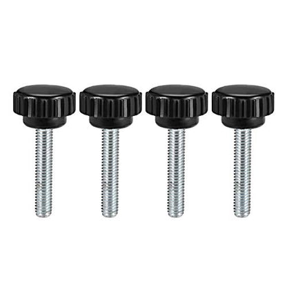 uxcell 4pcs Knurled Clamping Knobs M6 x 35mm Metric Zinc Plated Carbon Steel Male Thread Thumb Screw on Type 21mm Plastic Round Head Threaded Hand Bolt Stud Knobs Black - size: M6 x 35mm x 21mm