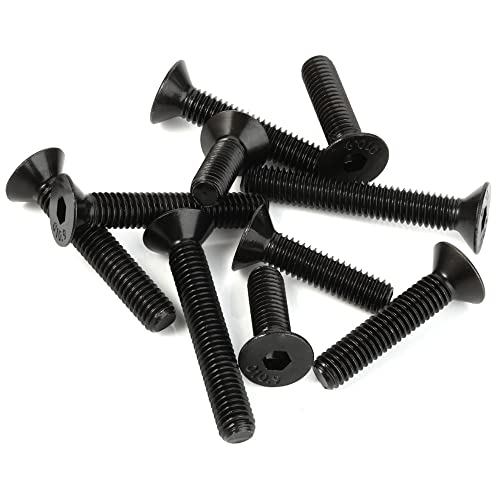 M6-1.0 x 16mm Flat Head Socket Cap Screws Countersunk Bolts, Alloy Steel Grade 10.9, DIN 7991, Black Oxide, 50 PCS - size: M6 x 16mm