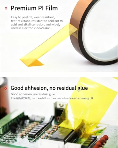 2 Rolls 1/2" x 108ft Polyimide High Temperature Resistant Tape 25mm x 33m