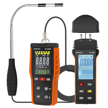 BTMETER Hot Wire Anemometer Dual Port Manometer Kit - 12 Selectable Units - color: Red