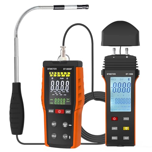 BTMETER Hot Wire Anemometer Dual Port Manometer Kit - 12 Selectable Units - color: Red