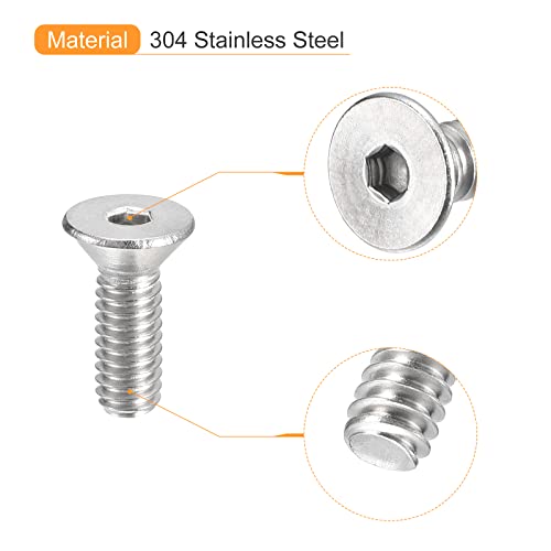 uxcell #8-32x1/2 Flat Countersunk Head Socket Cap Screws, 50Pcs 304 Stainless Steel Hex Socket Flat Head Screws, Full Thread, Countersunk Bolts - size: #8-32x1/2"