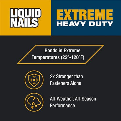 Liquid Nails 28 oz Extreme Heavy Duty Construction Adhesive - color: White, size: 28 Ounce, style: Extreme Heavy Duty