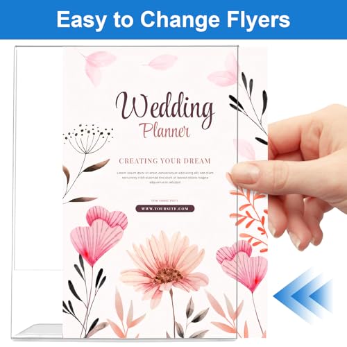 10 Pack Acrylic Sign Holder 4 x 6, L-Shape Clear Plastic Display Stand for Tabletop, Acrylic Stands for Flyers, Table Paper Holder, Vertical Sign Holder 4x6 for Restaurants, Office and School (Slant 10 Pack 4x6) - size: Slant 10 Pack 4x6