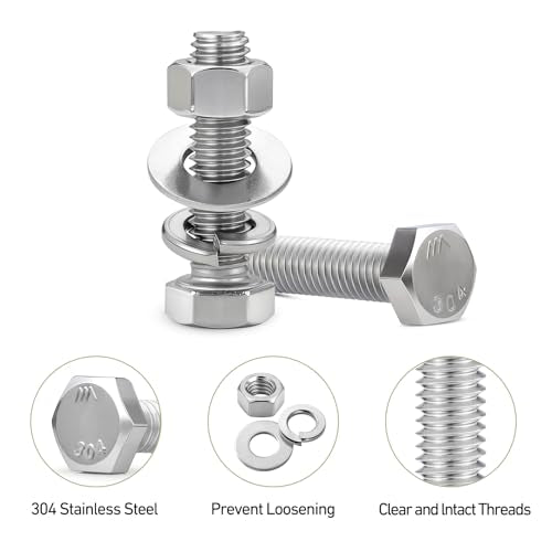 267PCS Hex Bolts and Nuts Assortment Kit,1/4-20, 5/16-18, 3/8-16 Bolt Nut and Flat Washers Assorted,304 Stainless Steel, Fully Threaded - size: SS 1/4,5/16,3/8 267PCS Hex Bolt