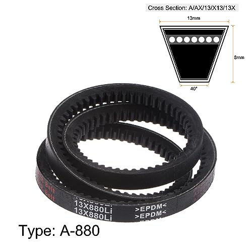 HARFINGTON 13x880 Cogged V-Belts AX Section Drive Raw Edge Belt 880mm Inner Girth 13mm Width 8mm Thickness EPDM for Power Transmission - size: 880mm