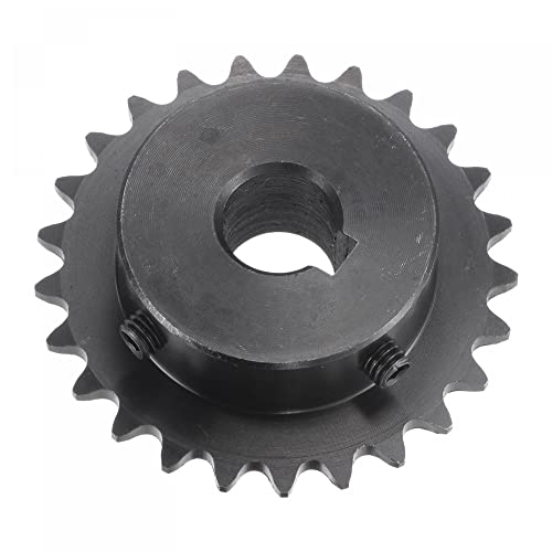 uxcell 25 Tooth Roller Sprocket B Type, #25 Chain, Single Strand 1/4" Pitch, 12.7mm Bore Black Oxide C45 Carbon Steel, Keyway with Set Screws for ISO 04C - size: 12.7mm