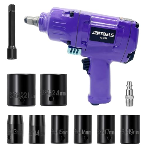 1/2-Inch Aluminum Air Impact Wrench - High Torque 1450 ft-lbs - Heavy Duty Twin Hammer，8-Piece CR-V Steel Impact Socket Set ，Heavy Duty Pneumatic Impact Wrenches for Automotive Repair - style: 1/2-Inch/1450 ft-lbs(Plastic Steel Enclosure)