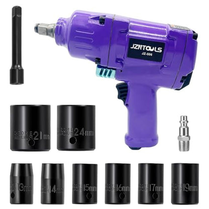 1/2-Inch Aluminum Air Impact Wrench - High Torque 1450 ft-lbs - Heavy Duty Twin Hammer，8-Piece CR-V Steel Impact Socket Set ，Heavy Duty Pneumatic Impact Wrenches for Automotive Repair - style: 1/2-Inch/1450 ft-lbs(Plastic Steel Enclosure)